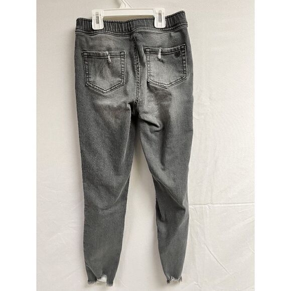 Girls High Rise Elastic Waistband Distressed Raw Hem Jeans Gray Size 12 - Picture 3 of 3